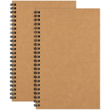 Labuk 2Pcs A5 Size Brown Spiral Notebooks, Wireless Blank Sketchbook Notepad Diary, With Kraft Paper Cover, 100Gsm, 50 Sheets (1