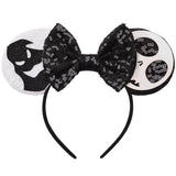 Eisyaa Mouse Ears Bow Headbands, Sequin Halloween Minnie Ears Headband,Halloween Mickey ears Hair Accessories (Jack-Ghost, Mediu