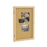 Ghent 36x30 1Door indoor Enclosed Bulletin Board, Shatter Resistant, with Lock, Wood Frame Oak Finish Natural Cork (PW13630