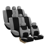 FH Group Automotive Seat Covers Light & Breezy Flat Cloth Seat Cover Three Row Set Gray, Airbag and Split Rear Car Seat Cover Un