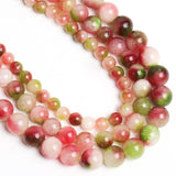 Yochus 60pcs Watermelon Tourmaline Round Smooth Stone Beads for Bracelet Making