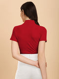 Wedani Women'S Casual Solid Top With Short Sleeves Western Top (Medium Maroon),Maroon,M,Polyester,Regular,