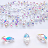 Chengmu 6x12mm Teardrop Glass Beads for Jewelry Making, Faceted Horizontal Hole Crystal Prism Beads for Pendants Bracelet Neckla