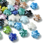 Ipotkitt 60 Pcs Colorful Handmade Porcelain Flower Pearlized Floral Ceramic Plant Beads for DIY Bracelet Keychain Jewelry Making