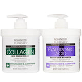 Advanced Clinicals Hyaluronic Acid Moisturizer + Fragrance Free Collagen Cream Face Moisturizer & Body Lotion 2pc Skincare Set F