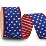 LaRibbons Patriotic Ribbon Wired 2.5 Inch x 10 Yards, Double-Sided American Flag Ribbon with Stars and Stripes, Reversible 4th o