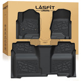 LASFIT Floor Mats for Chevrolet Chevy Silverado/GMC Sierra 1500 Crew Cab 2014-2018, SLV/SRA 2500HD 3500 HD Crew Cab 2015-2019, w