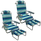 WKFAMOUT Backpack Beach Chair Aluminum 2 Pack with Folding Camping Table 5-Position Lay Flat Lounge Chair Outdoor for Adults wit