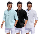 Bellstone Men'S Solid Regular Fit Dress Shirt (1500_3Combo_Aqua-Black-White_S