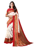 Satrani Womens Knit Silk Blend Saree (2329S781N_2475S105N_White || Yellow)