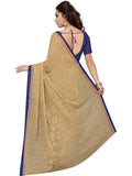 Ishin Womens Georgette Saree With Unstitched Blouse Piece (Navy Blue)