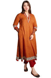 Anni Designer Women'S Rayon Blend Anarkali Printed Kurta With Pant (Karidos Orange-Vks01_5Xl_Orange_Xxxxx-Large),Orange,5XL