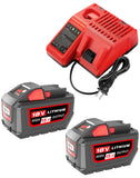 HOCHSTERN 2Pack 15.0Ah Replacement for Milwaukee M18 Battery and Charger Combo Compatible with Milwaukee 18V Battery and 18 Volt