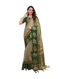 Satrani Women's Cotton Silk Jacquard Saree with Unstitched Blouse Piece (3658S6037N_Beige4)