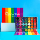 Afflano Rainbow Eyeshadow Palette Matte Shimmer Pressed Glitter, Pigmented Colorful Eye Shadow Pallets, Pink Red Orange Yellow G