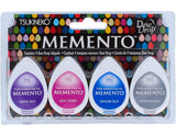 Tsukineko 4Pack Assortment Memento Dew Drops FadeResistant Ink, Rainy Daze