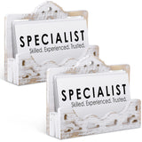 Maitys Vintage Business Card Holder Display Wooden Open Card Stand Farmhouse Business Card Organizer Hollowed Business Card Disp