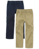 The Childrens Place Boys Pull on Cargo Pants,Flax/New Navy 2 Pack,12
