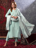 Anni Designer Women'S Rayon Blend Solid Straight Kurta With Pant & Dupatta (Pragya See Green-Vks01_S_See Green_Small),See Green,S,,,