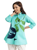Libas Women'S Cotton Blend Floral Printed Straight Kurtis (98015O_Blue_M)