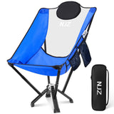 NJZ High Back Camping Chairs for Adults - 600 LBS Capacity Stable Outdoor Folding Chair with Comfortable Backrest & Headrest, Qu