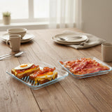 2 Pcs 9.84inch Square Glass Microwave Bacon Cooker,Bacon Microwave Tray