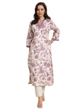 Libas Women'S Cotton Floral Printed Straight Kurta (29414O_Purple_M)