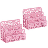 EasyPAG Mail Organizer Countertop 2pc Desk Mail Sorter for Envelope 3Slot Vertical Letter Holder for Office, Home, School, Pink