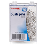 Charles Leonard Push Pins, Clear, 100Pack (200CL)