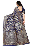 Sugathari Womens Banarasi Saree Pure Kanjivaram Silk Saree Soft New Ladies 2023 Design Wear Pattu Sarees Latest Party Sari Collections With Blouse Piece For Wedding Sadi (Sam Pari-164 Navy Blue)