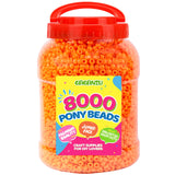 8000+ pcs Pony Beads Bulk for Bracelet Orange Plastic Beads Making for Hair Braiding DIY Crafts Kandi Jewelry Key Chains and Orn
