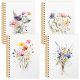 Resurhang 4 Pack Flower Notebooks for Teen Girls & Women, Cute Supplies, A5