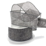 Ribbon Traditions 2.5 Wired Burlap Ribbon Weathered Charcoal 10 Yards