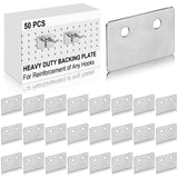 Tandefio 50 Pcs Heavy Duty Peg Hook Steel Backing Plate Fit 1/4 Hooks for 1 Spaced Peg Board Tool Galvanized Steel Wall Organizi