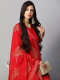 Anni Designer Women'S Rayon Blend Solid Anarkali Kurta With Pant & Dupatta (Magic-Red-Nw_Xl_Red_X-Large),Red,XL,,,