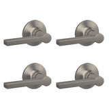 Lock Scout Straight Lever with Round Trim Hall and Closet Door Handle, Satin Nickel Finish, 4 Pack