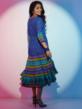 Libas Women'S Cotton Fit And Flare Midi Dress (58171_Blue Blue 2Xl