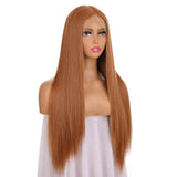 FUHSI 13 6 Khaki Wigs Synthetic Hair Real Natural Wig For Women - Soft & Smooth, Tangle-Free Straight Lace Front Wig,Elastic St