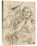 Four Studies Of Heads Drawn Over A Copy Of Saint John The Evangelist By Correggio (Recto); Three Studies Of Men (Verso)-Canvas A