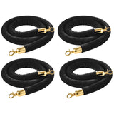 VEVOR 4 Pcs Black Velvet Stanchion Ropes, 5 ft Crowd Control Stanchion Black Velvet Ropes with Gold Hooks, Post Queue Barrier Ca