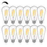 12Packs ST64 Large Vintage LED Edison Bulbs, 60W Equivalent 7W, 800Lumens, Dimmable Antique LED Filament, 2700K Warm White, E26
