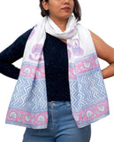 Penkraft Qyaari Floral Mist Handblock Printed Cotton Stole
