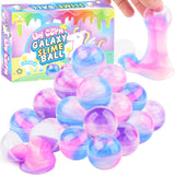24 Pack Unicorn Galaxy Slime Balls, Unicorn Party Favors for Boys and Girls, Wet, Non-Sticky, Mess-Free, Stress Relief, Super So