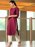Libas Women'S Silk Regular Kurta (29279_Maroon Maroon L