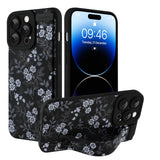 Ufbara Compatible with iPhone 14 Pro Max Case for Women Men, Cute White Flower Floral Pattern, Built in Adjustable Metal Wrist S