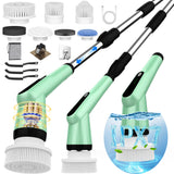 Electric Spin Scrubber, Dreazu IPX7 Bathroom Scrubber with 7 Replaceable Brush Heads & Retractable Handle, 2-Speed Adjustable Sp