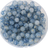 PAMIR TONG 200pcs 8mm Blue Glass Beads for Bracelet Pretty Round Smooth Loose Beads with Gold line for Necklace-Earring-Jewelry