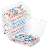 Qunclay 6 Pcs 10.6 x 7.7 x 2 Plastic Storage Box with Lid Multipurpose Craft Organizers Plastic Containers Clear Pencil Ca