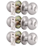 Gobrico Round Keyed-Alike Exterior Door Hardware Entrance Locksets Door Knobs, Satin Nickel, 3Pack, Stainless Steel