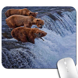 Knseva Grizzly Bears Hunting Salmon Office/Gaming Mouse Pad 9.5x7.9, Anti-Slip Mat for Desk, Wild Animals Fishing in The River W